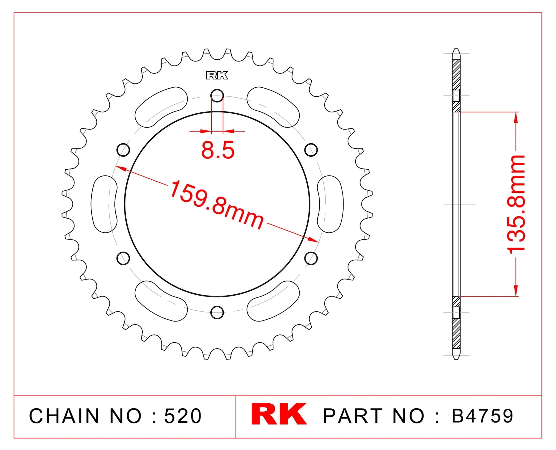 RK-B4759 Rear Sprocket JTR005