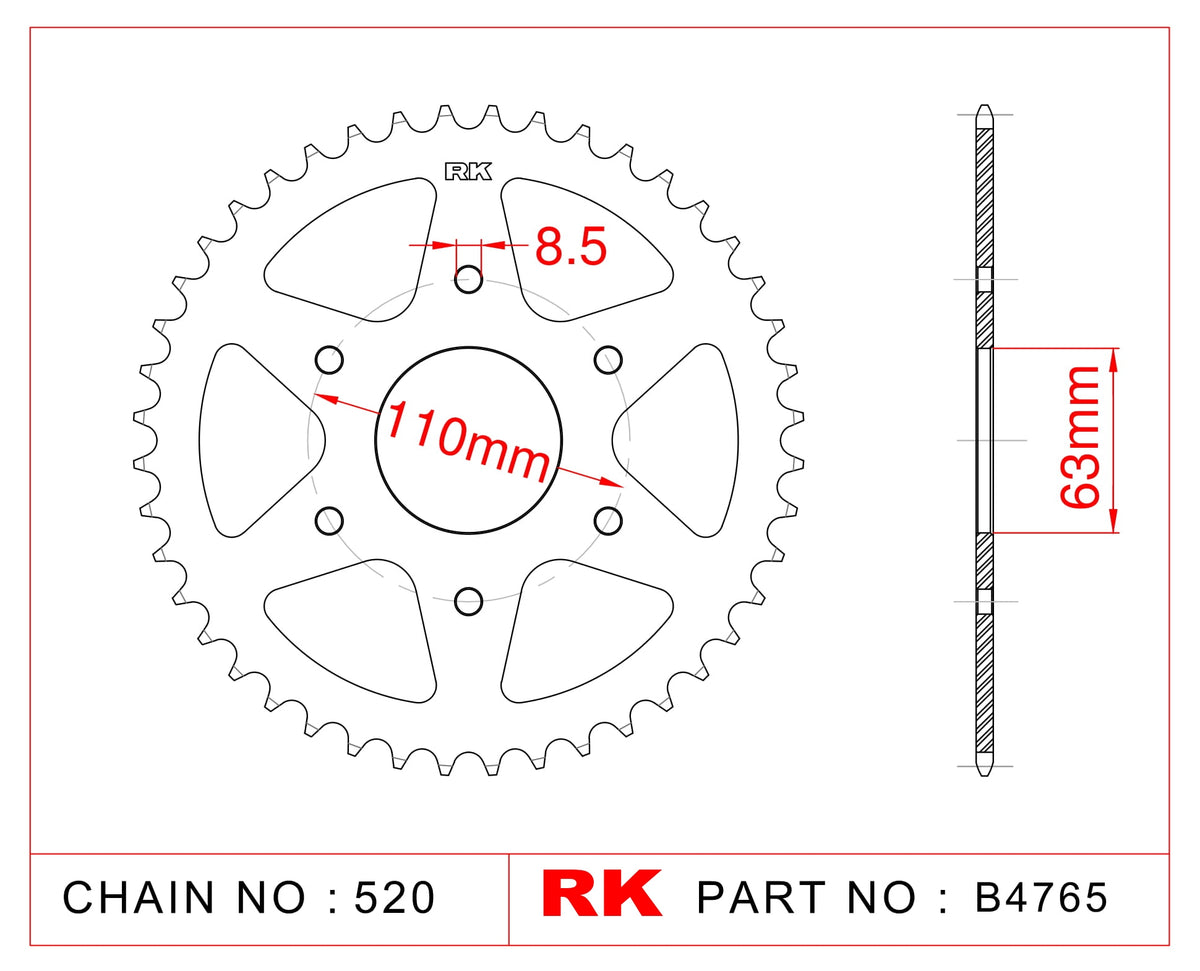 RK Rear Sprocket B4765-45 JTR890
