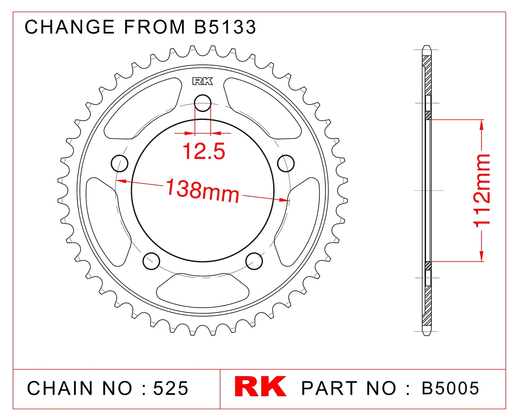 RK-B5005 Rear Sprocket JTR1304