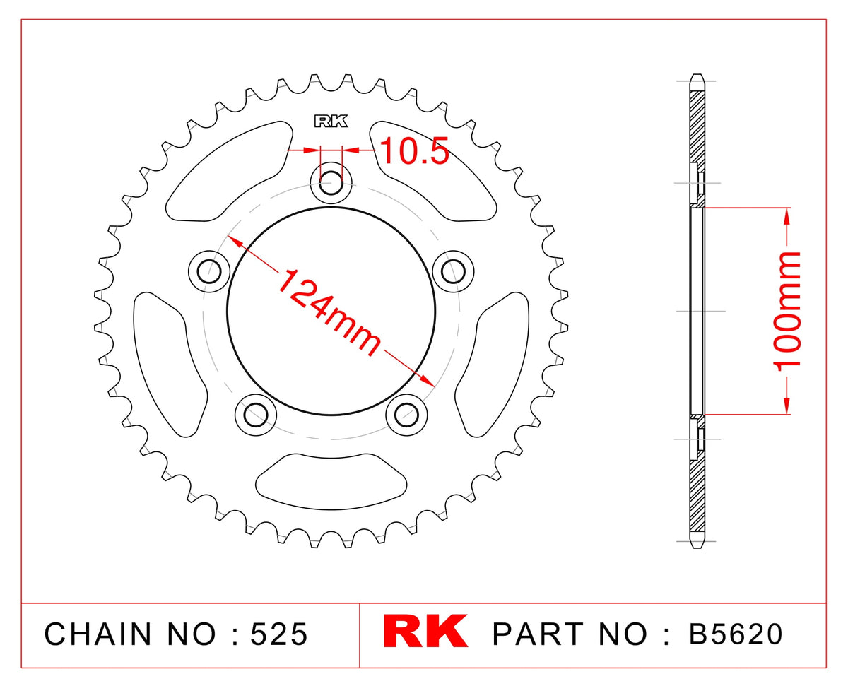 Sprocket Rear RK-B5620-39 JTR744 *525 pitch*