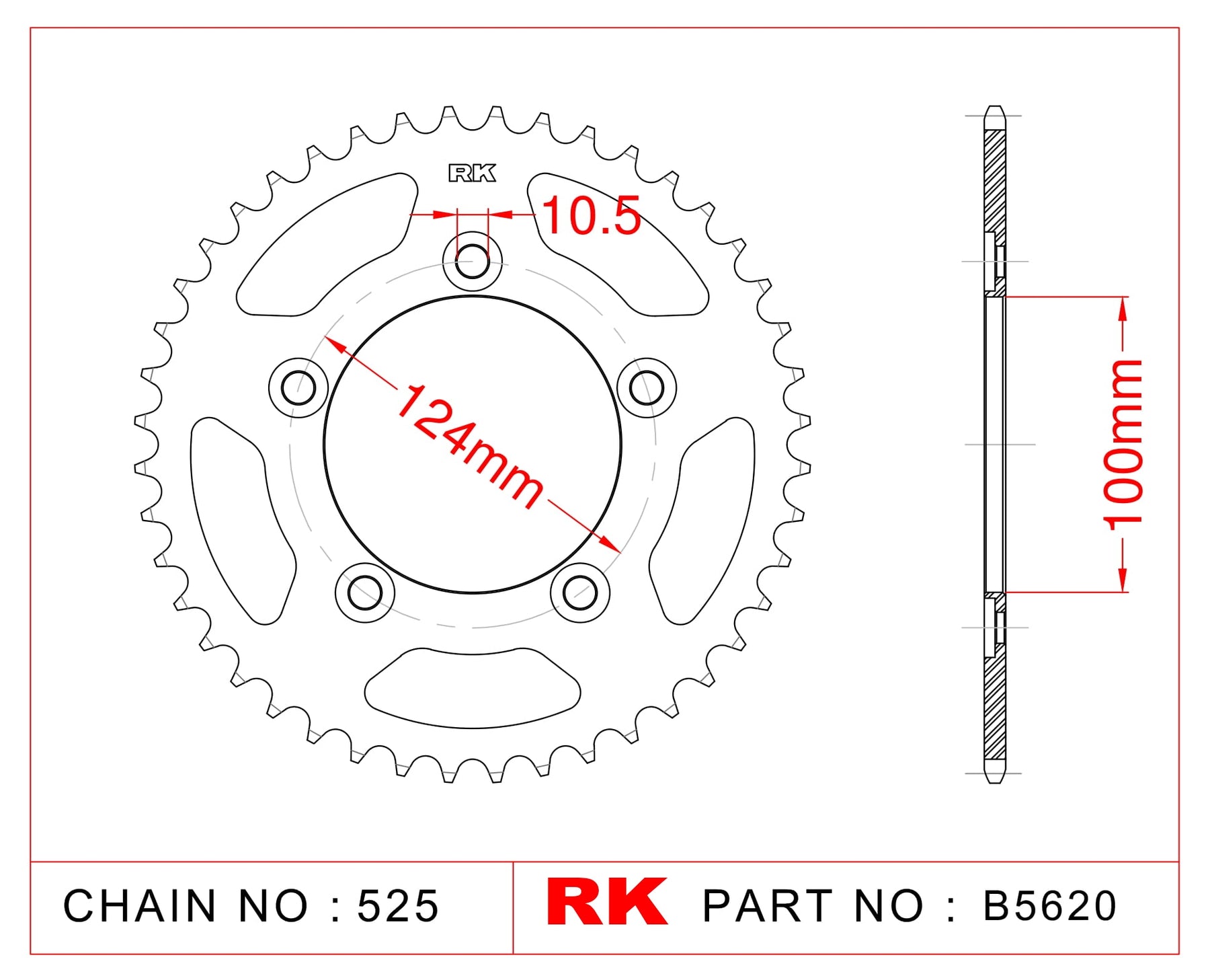 Sprocket Rear RK-B5620-39 JTR744 *525 pitch*