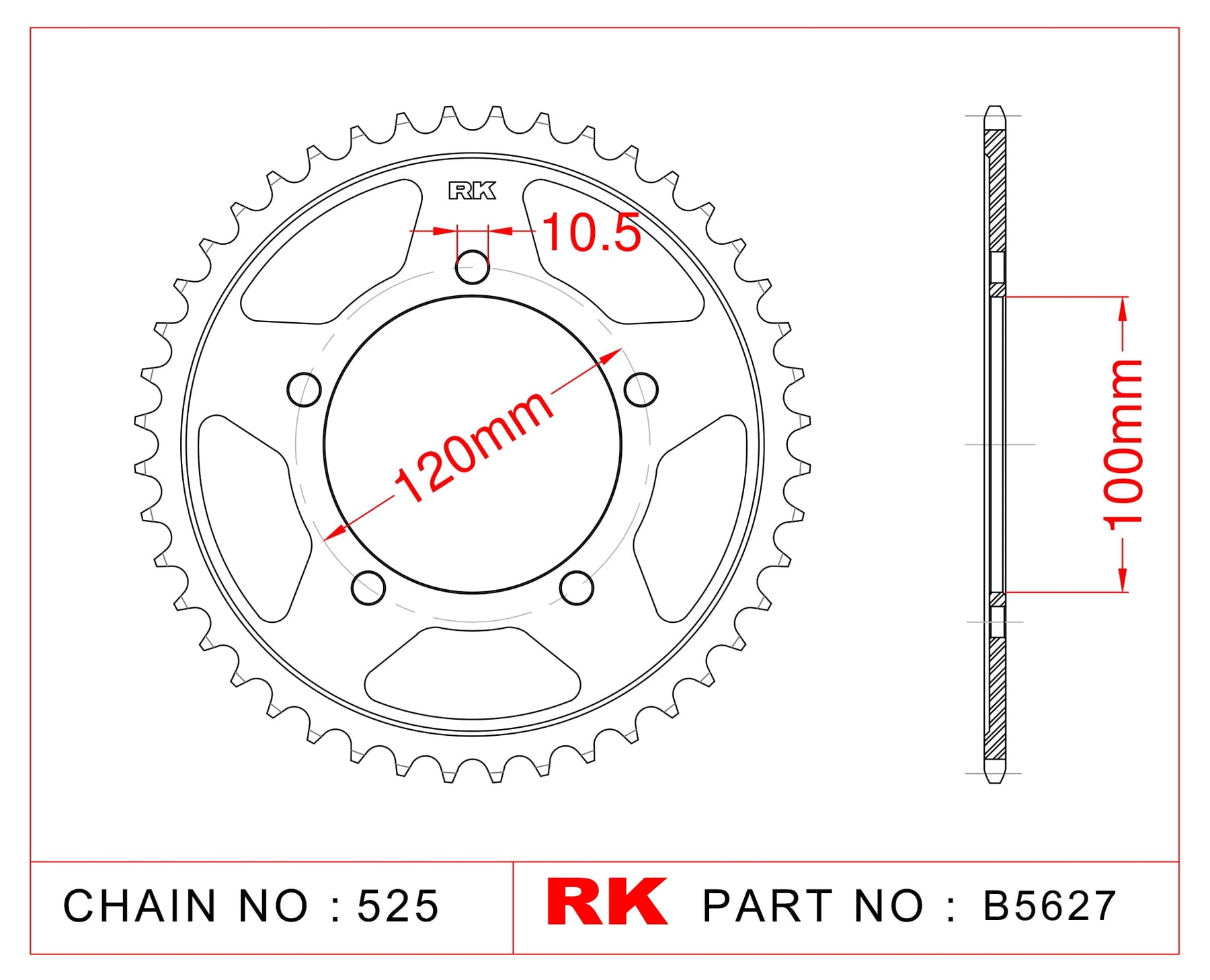 Sprocket Rear RK-B5627-44 JTR702