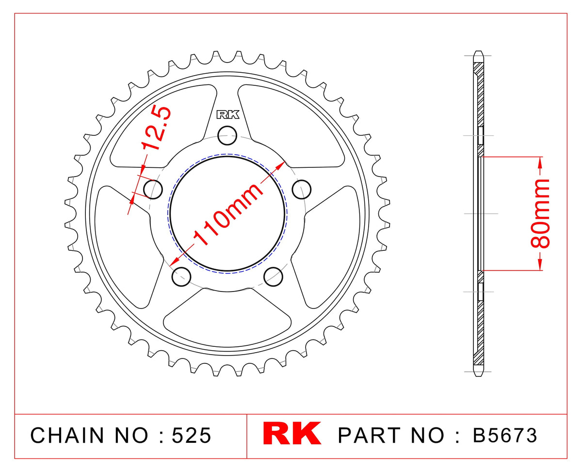 RK B5673-42 Rear Sprocket JTR 1331
