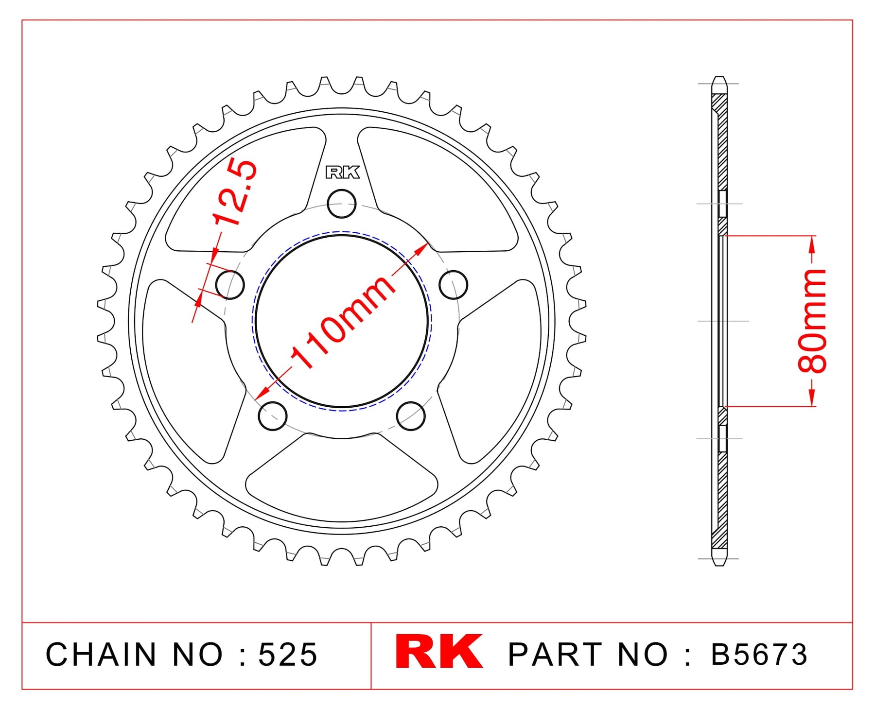 RK B5673-42 Rear Sprocket JTR 1331