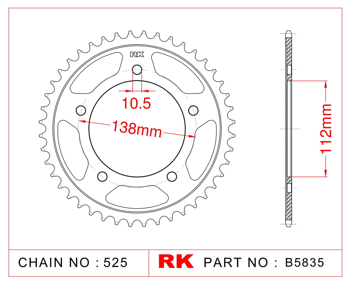 RK-B5835 Rear Sprocket JTR 1877-41