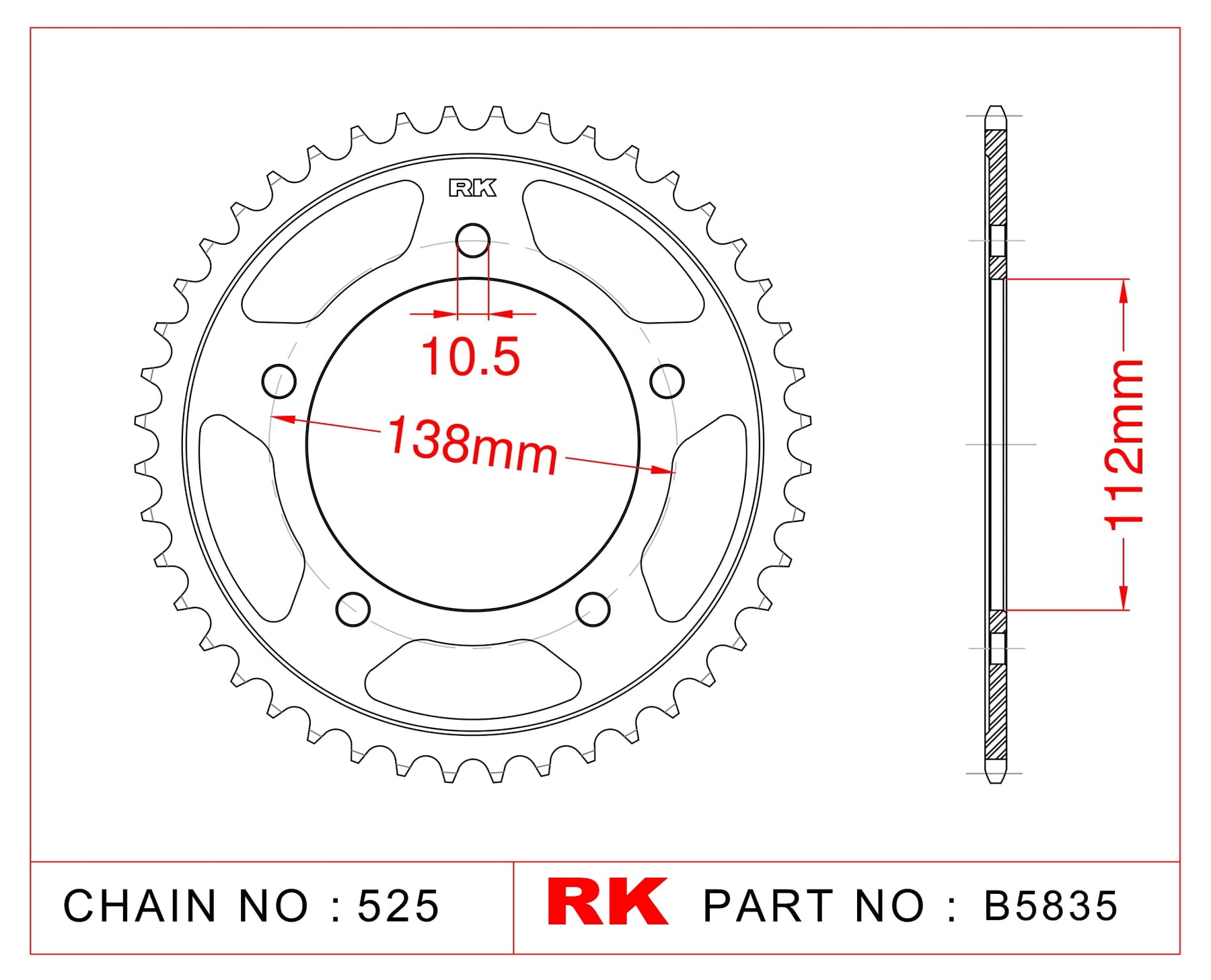 RK-B5835 Rear Sprocket JTR 1877-41