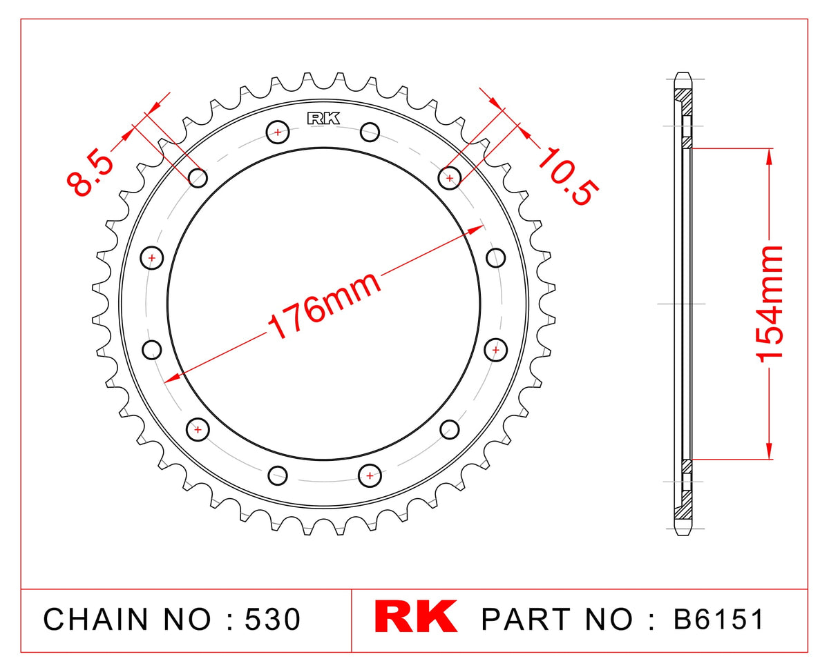 Sprocket Rear RK-B6151-44 JTR1340