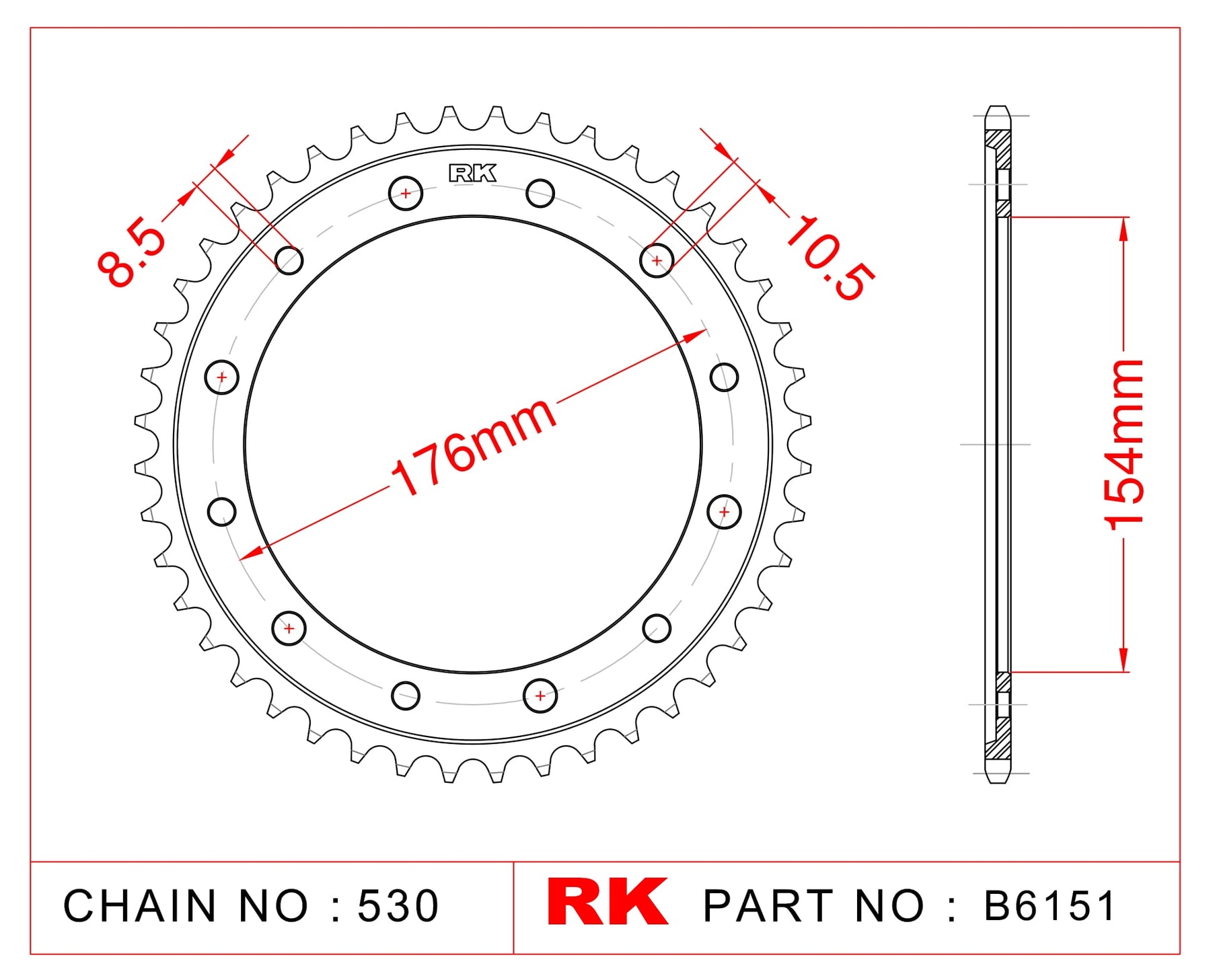 Sprocket Rear RK-B6151-44 JTR1340