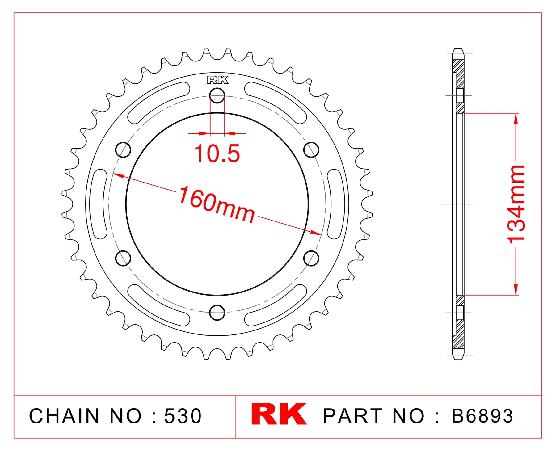 Sprocket Rear RK-B6893-42 JTR1306