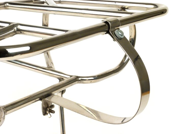Lambretta Series 2 Li TV Horizontal Spare Wheel Carrier - Polished Stainless Steel