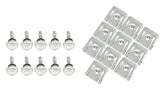 Bike It Silver Motorcycle Quick Release Fairing Fasteners Slip-On 19mm Pack of 10