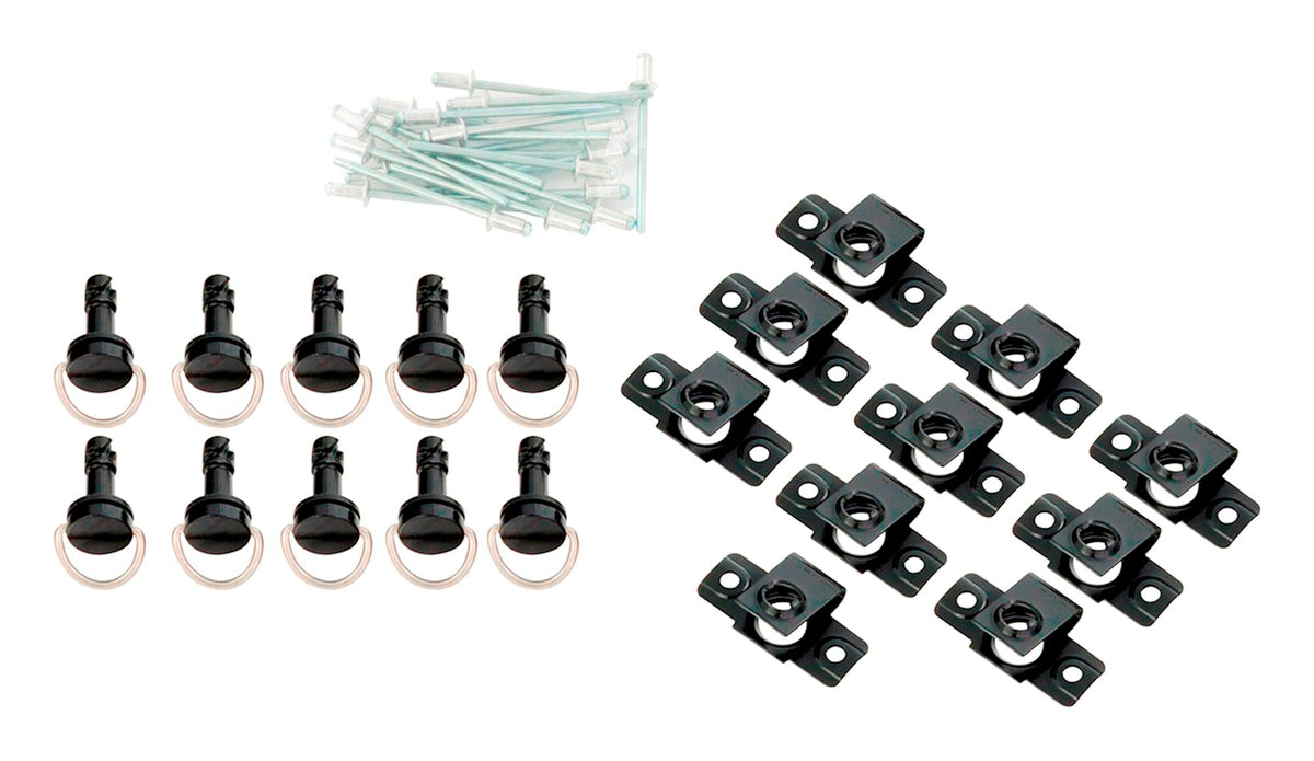 Bike It Black Motorcycle Quick Release Fairing Fasteners Rivet Type 14mm Pack of 10