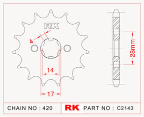 RK-C2143-12 Front Sprocket JTF1127 Afam 49101