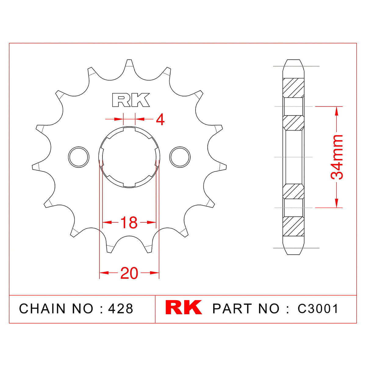 RK-C3001 Front Sprocket JTF259 Afam 20200