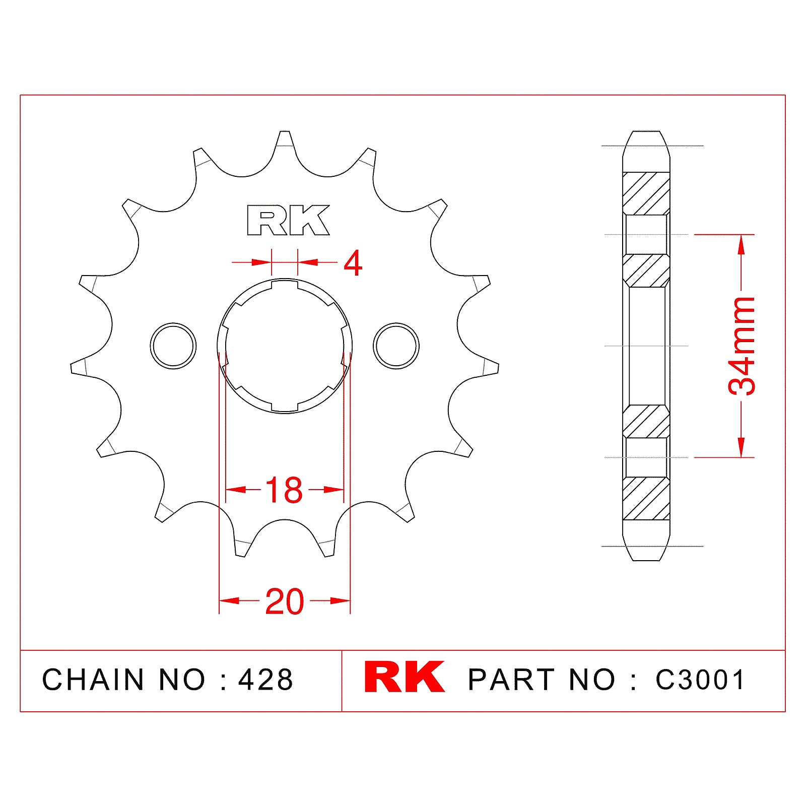 RK-C3001 Front Sprocket JTF259 Afam 20200