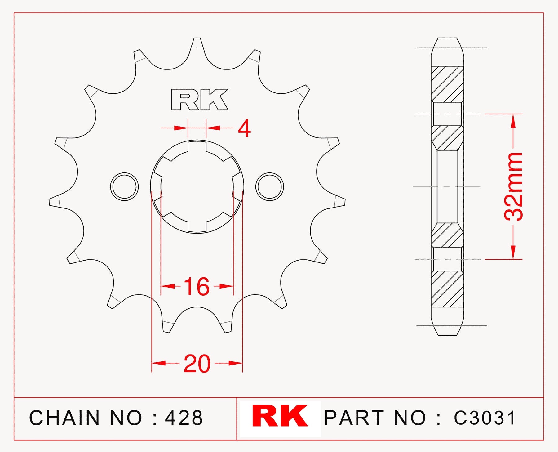 RK-C3031-14 Front Sprocket JTF1550 Afam 21208