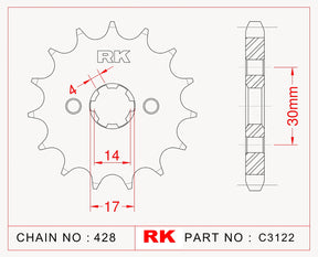 RK-C3122 Front Sprocket 428 pitch