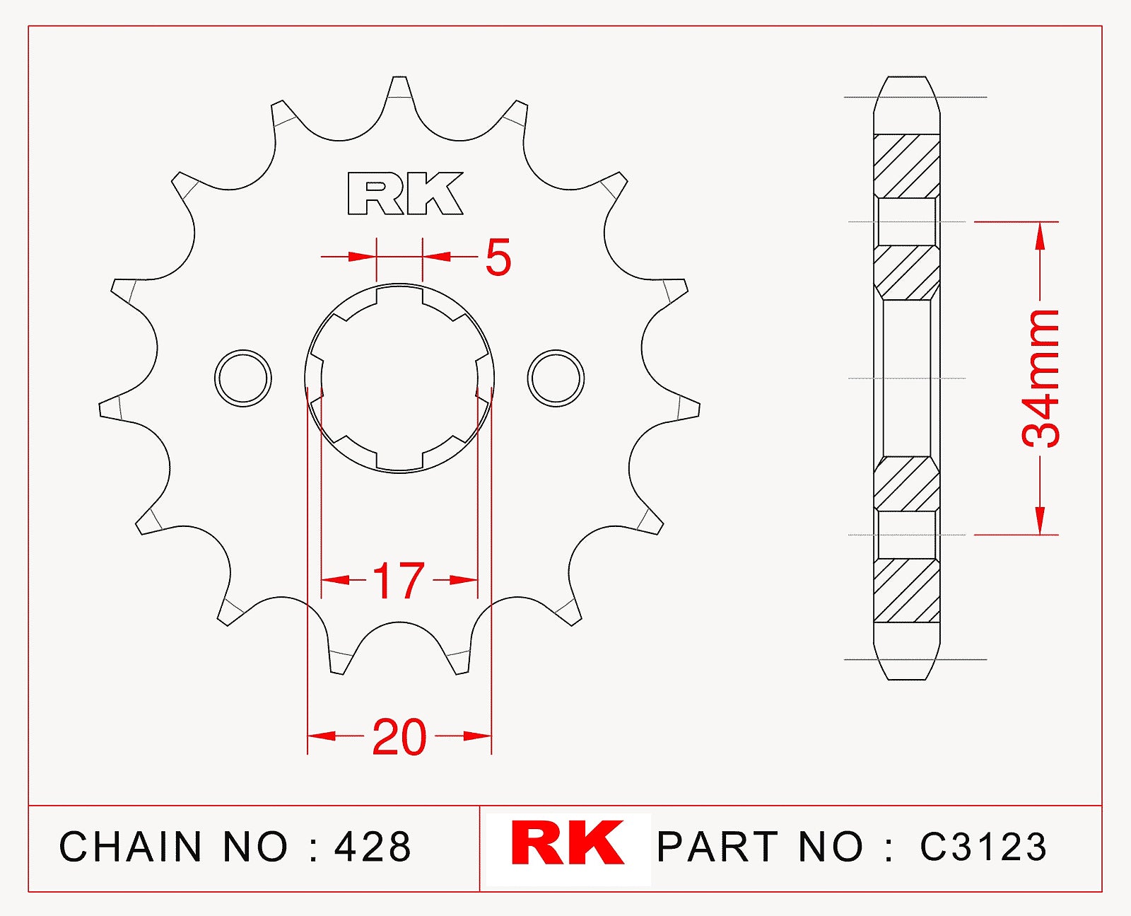 RK-C3123-14 Front Sprocket JTF1264