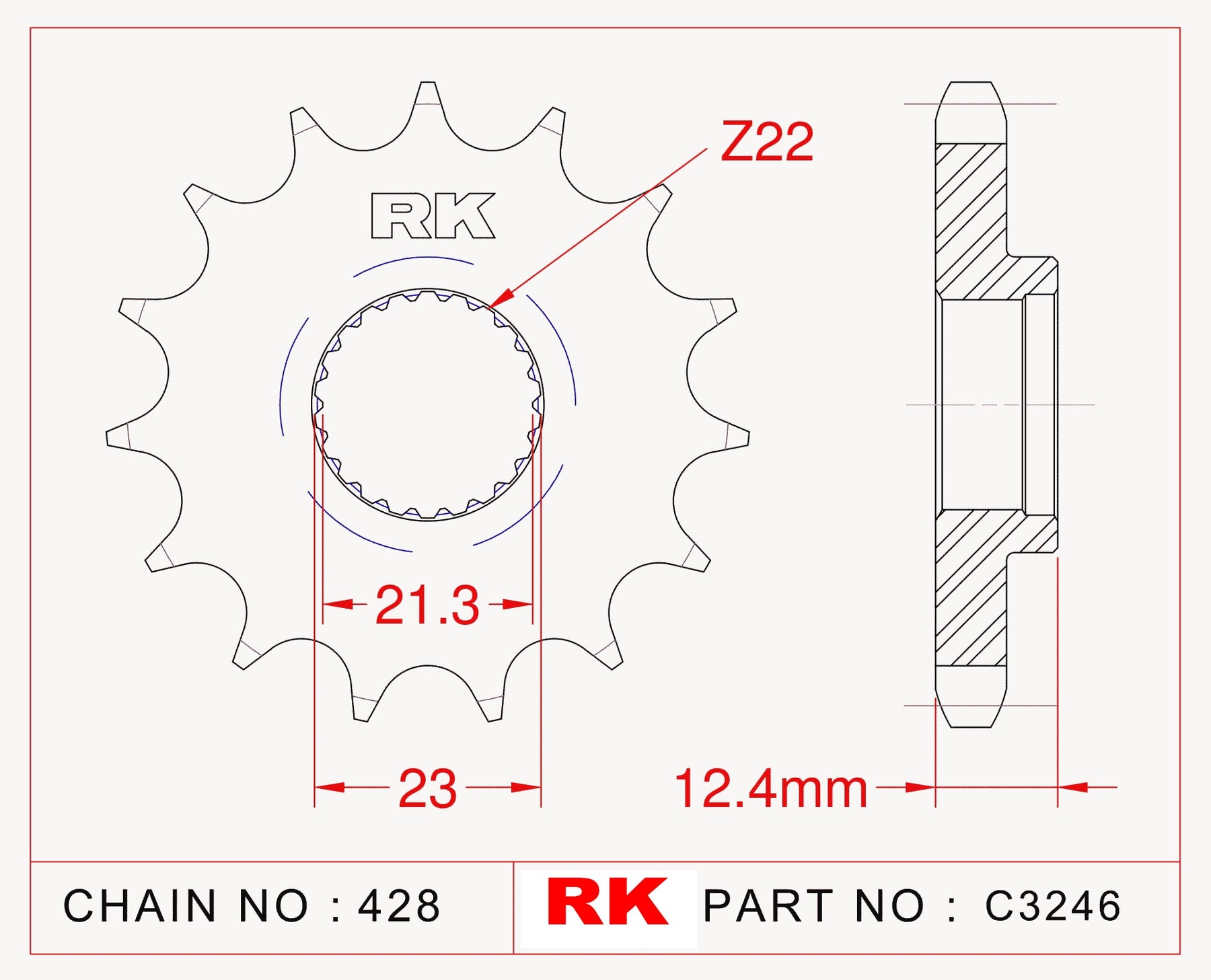 RK-C3246-15 Front Sprocket JTF1594 Afam 21311
