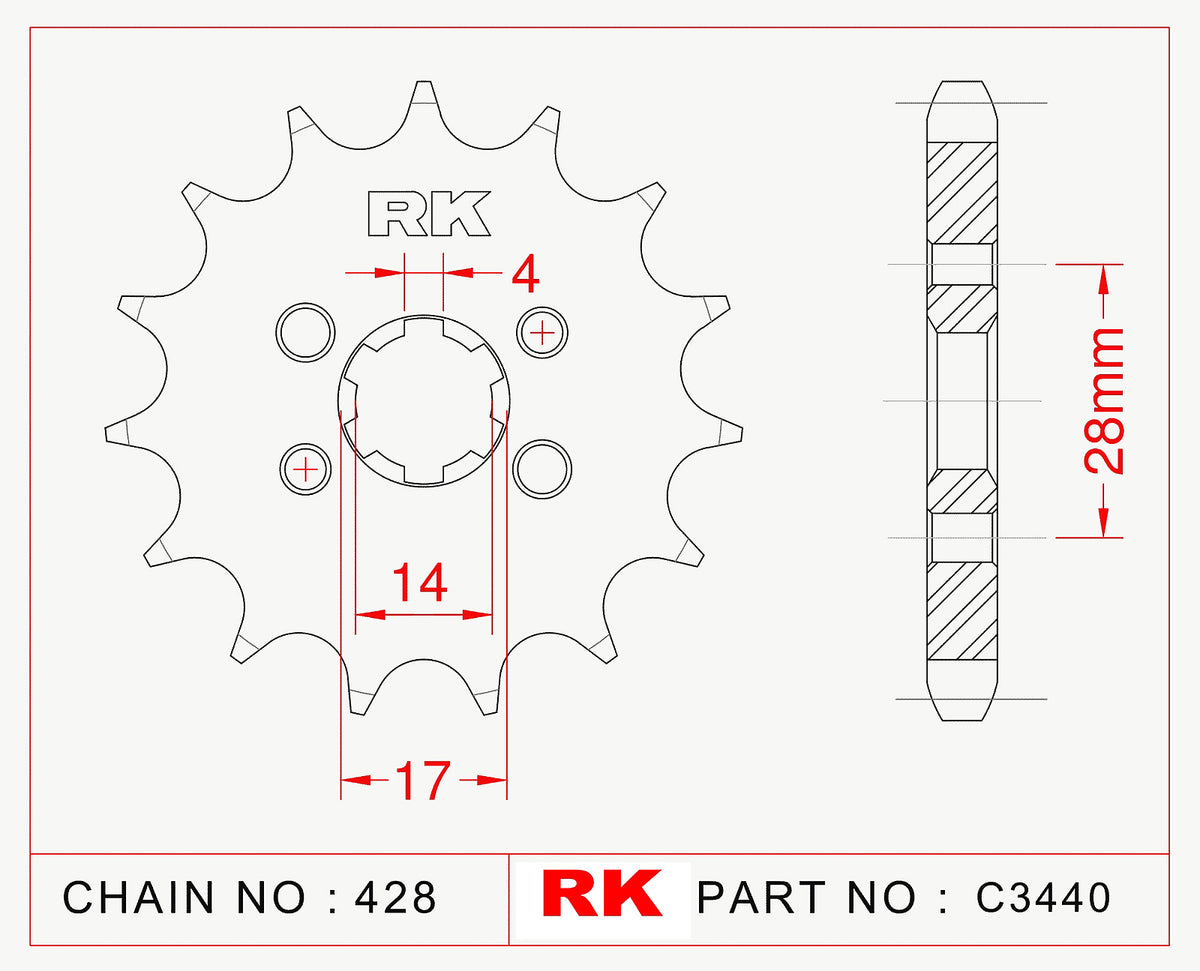 RK-C3440 Front Sprocket JTF712 Supersprox 277 AFAM 37200 w. 5mm holes