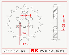 RK-C3440 Front Sprocket JTF712 Supersprox 277 AFAM 37200 w. 5mm holes