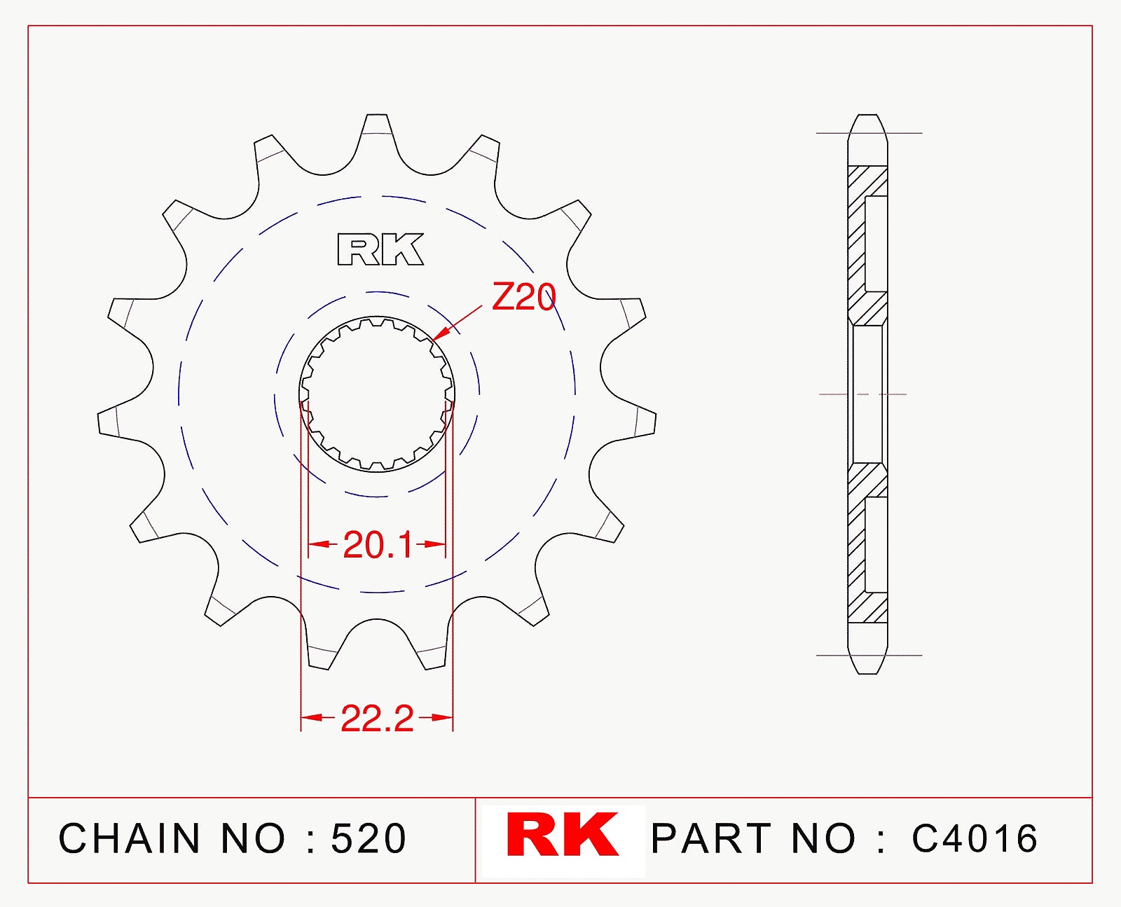 RK-C4016-13 Front Sprocket JTF1590 Afam 21309