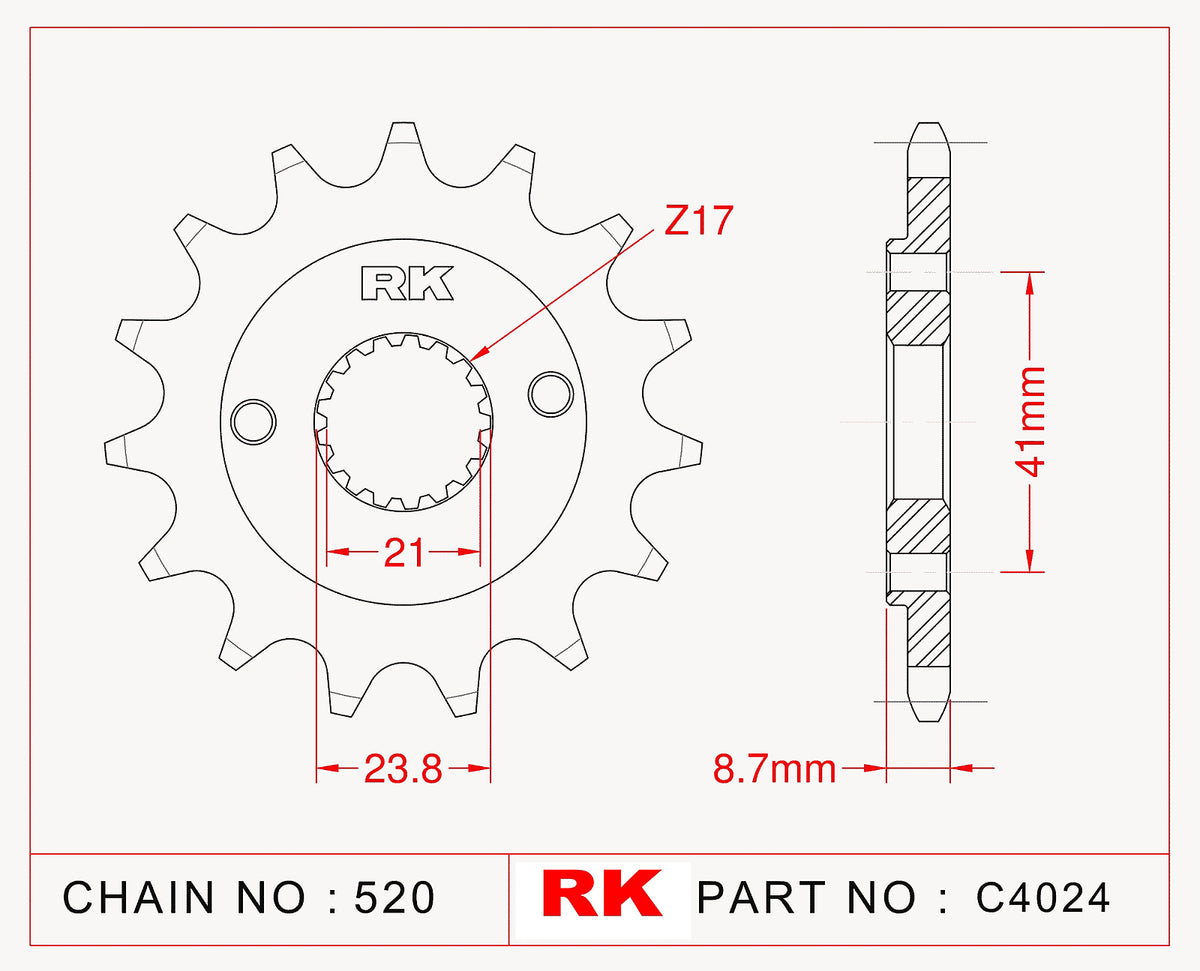 RK-C4024-15 Front Sprocket JTF1322 Afam 20314