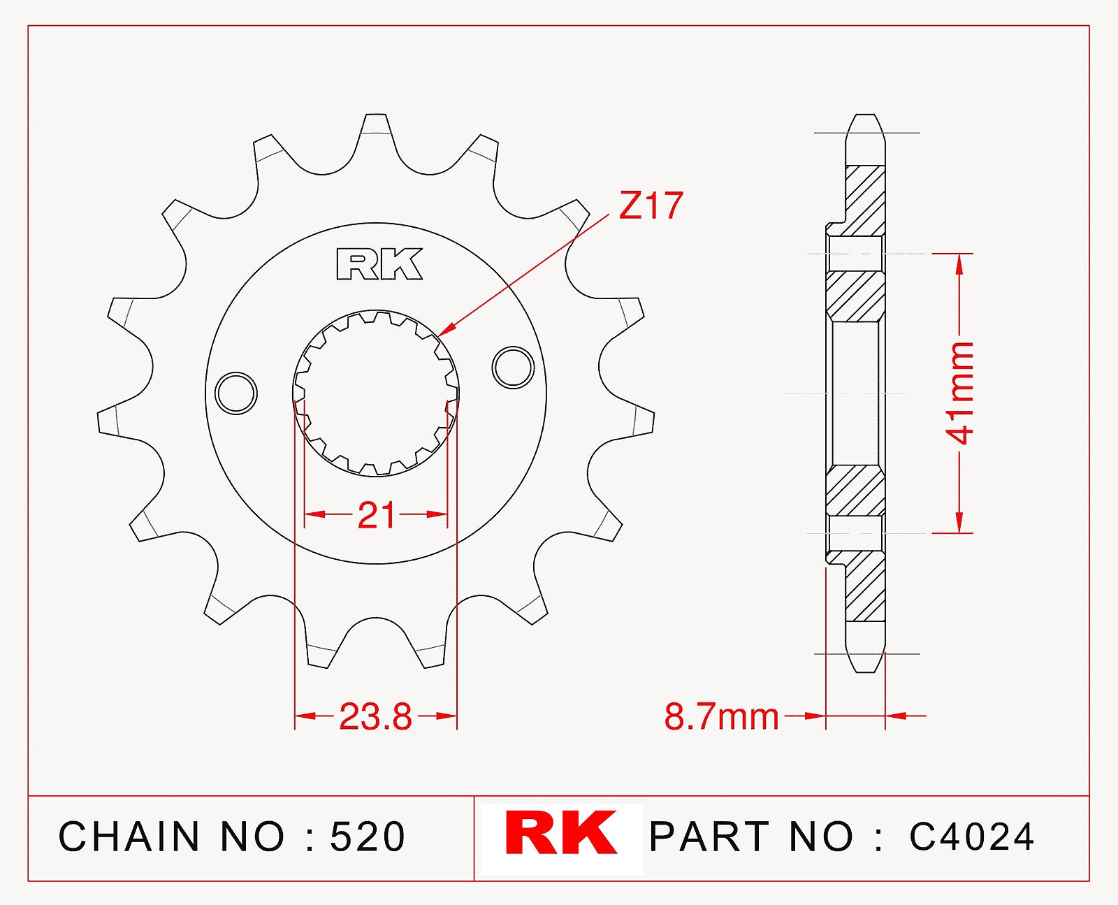 RK-C4024-15 Front Sprocket JTF1322 Afam 20314