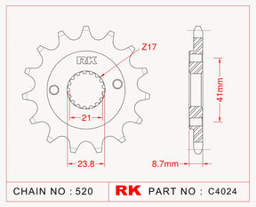 RK-C4024-15 Front Sprocket JTF1322 Afam 20314