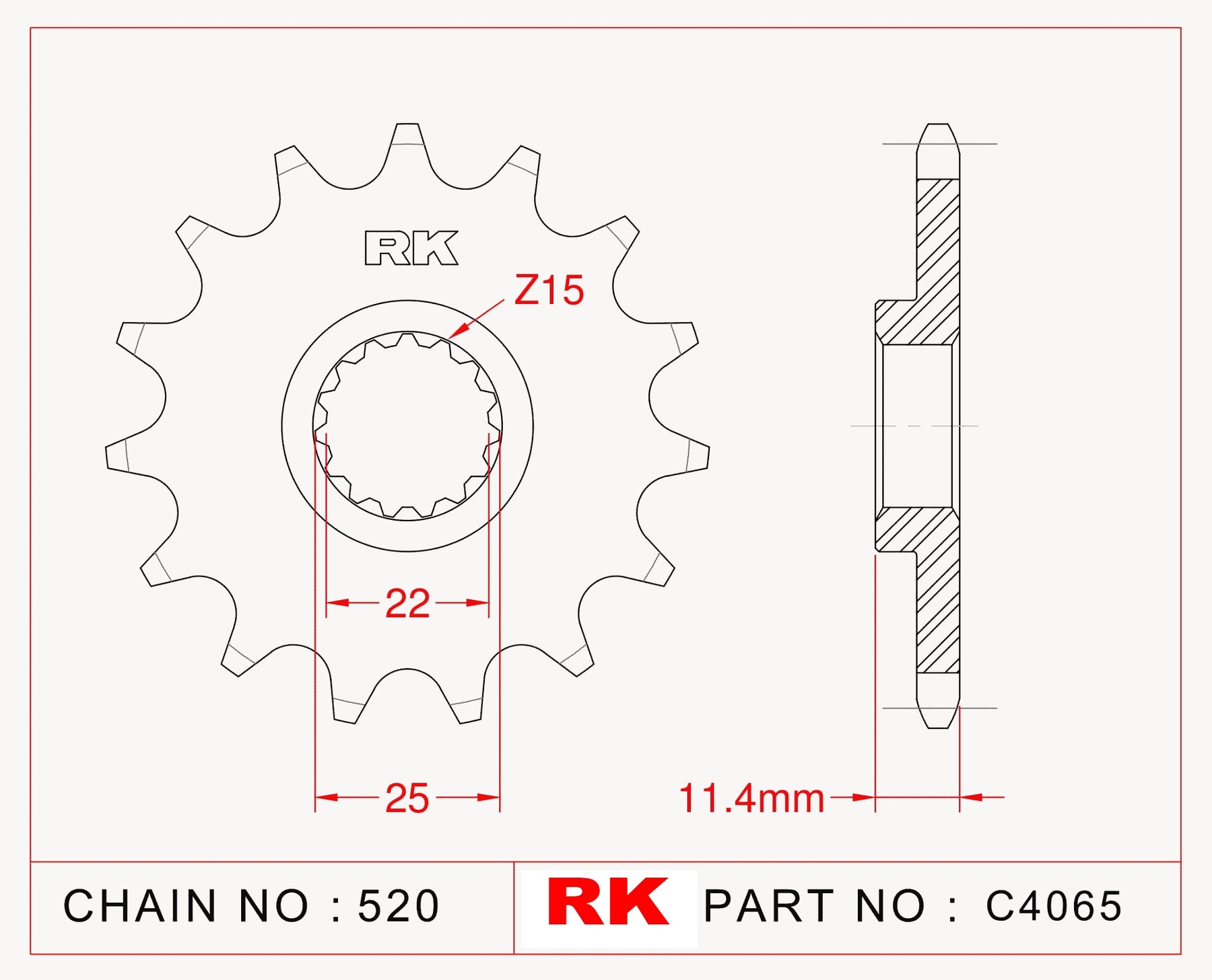 RK-C4065-15 Front Sprocket JTF1902 Afam 73303