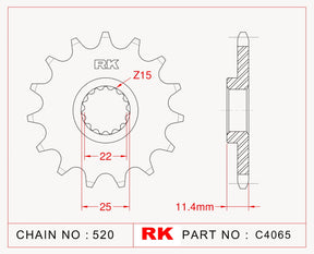 RK-C4065-15 Front Sprocket JTF1902 Afam 73303
