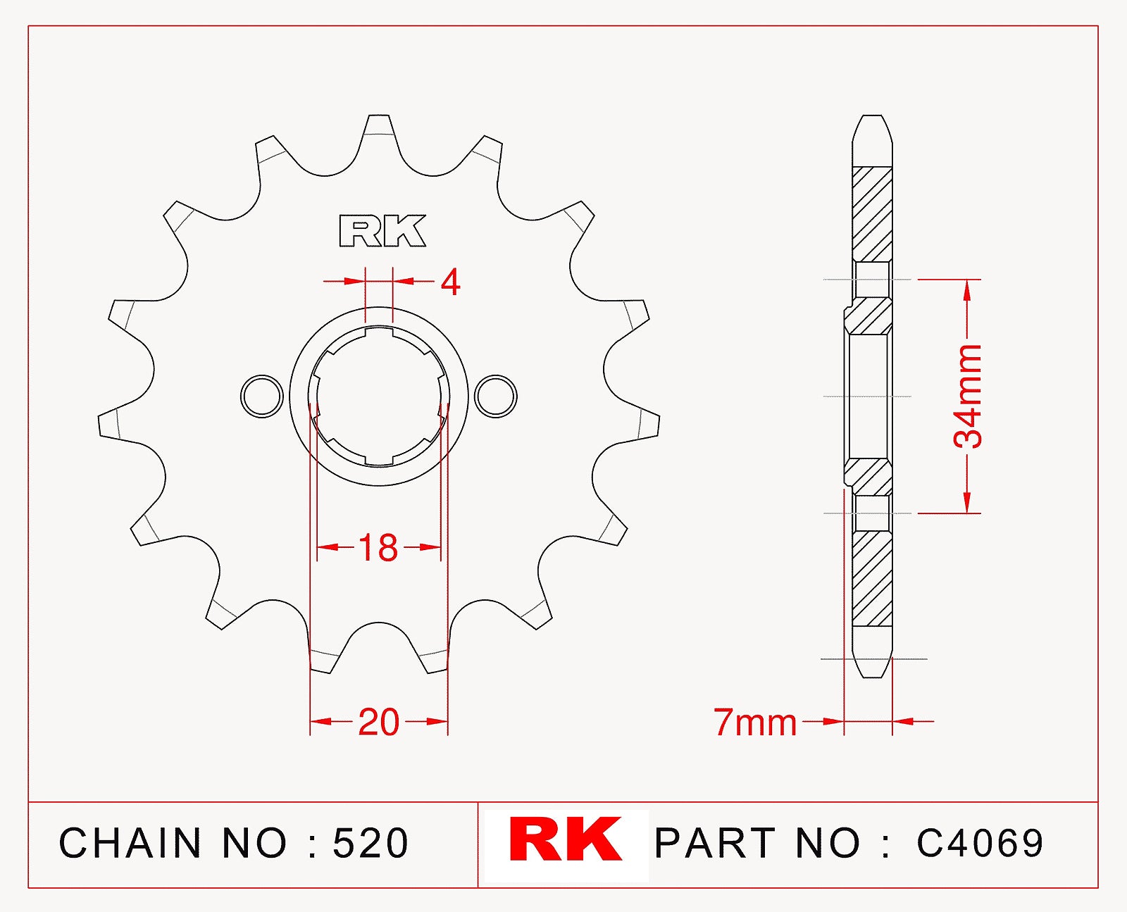 RK-C4069-13 Front Sprocket JTF329 Afam 20202