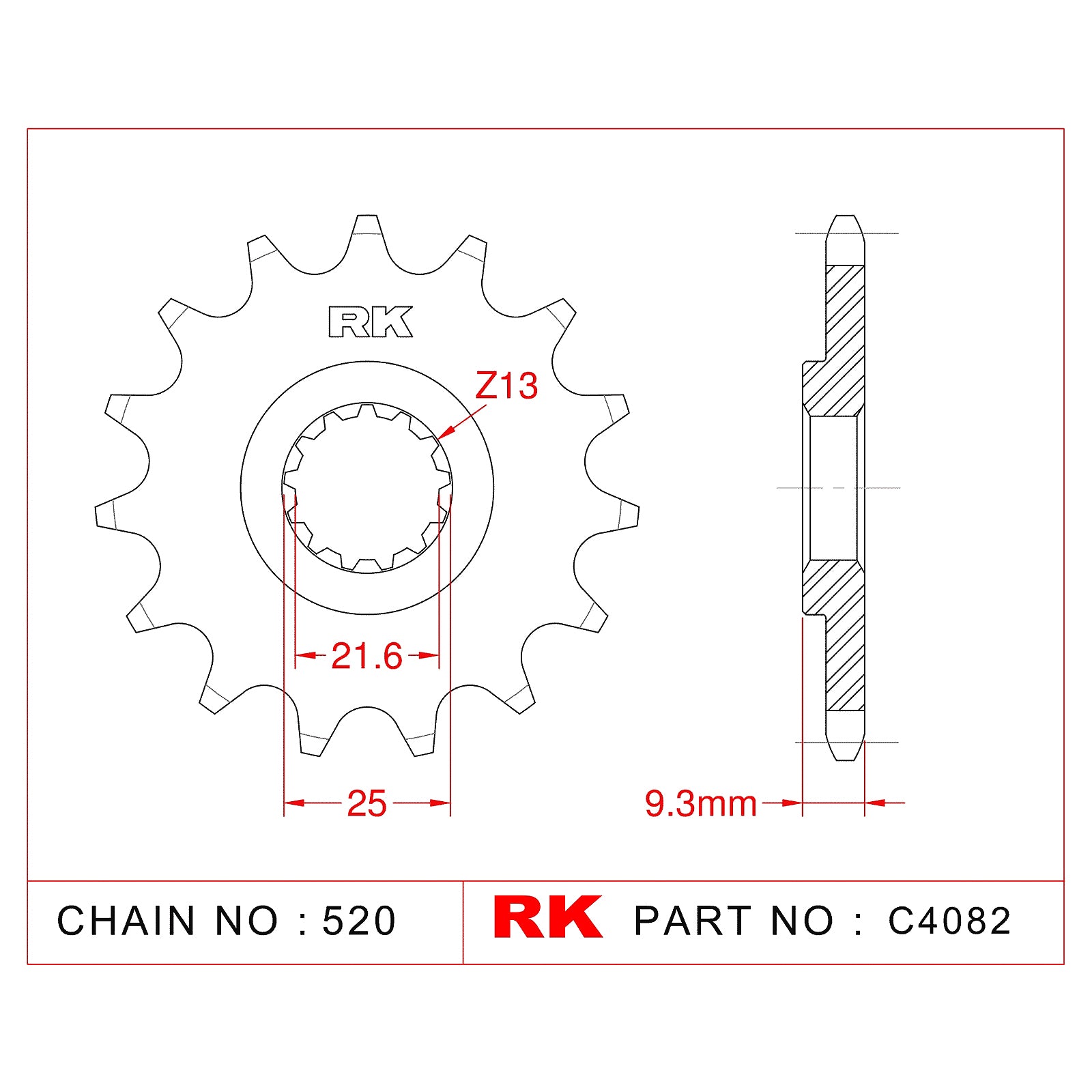 RK-C4082-13 Front Sprocket JTF1539 Afam 24502