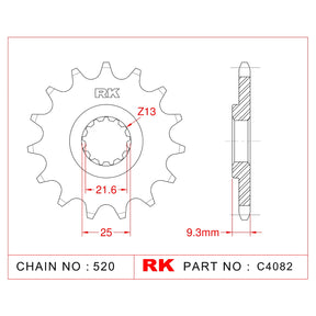 RK-C4082-13 Front Sprocket JTF1539 Afam 24502