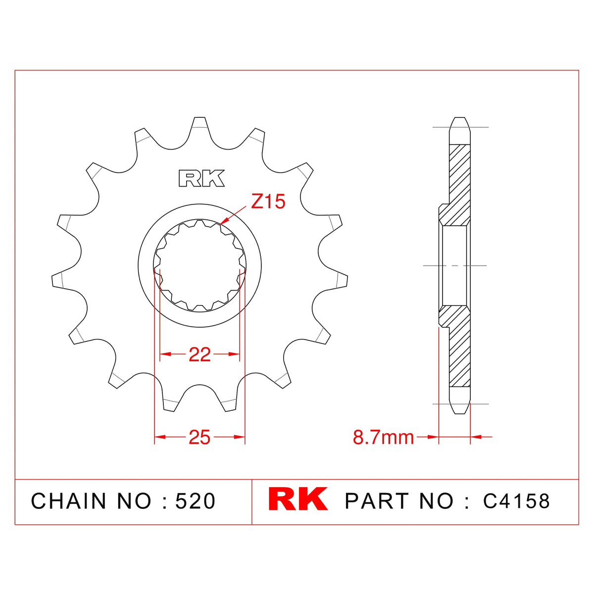 RK-C4158 Front Sprocket JTF1901 Afam 73301
