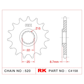 RK-C4158 Front Sprocket JTF1901 Afam 73301 Supersprox CST-1901-12