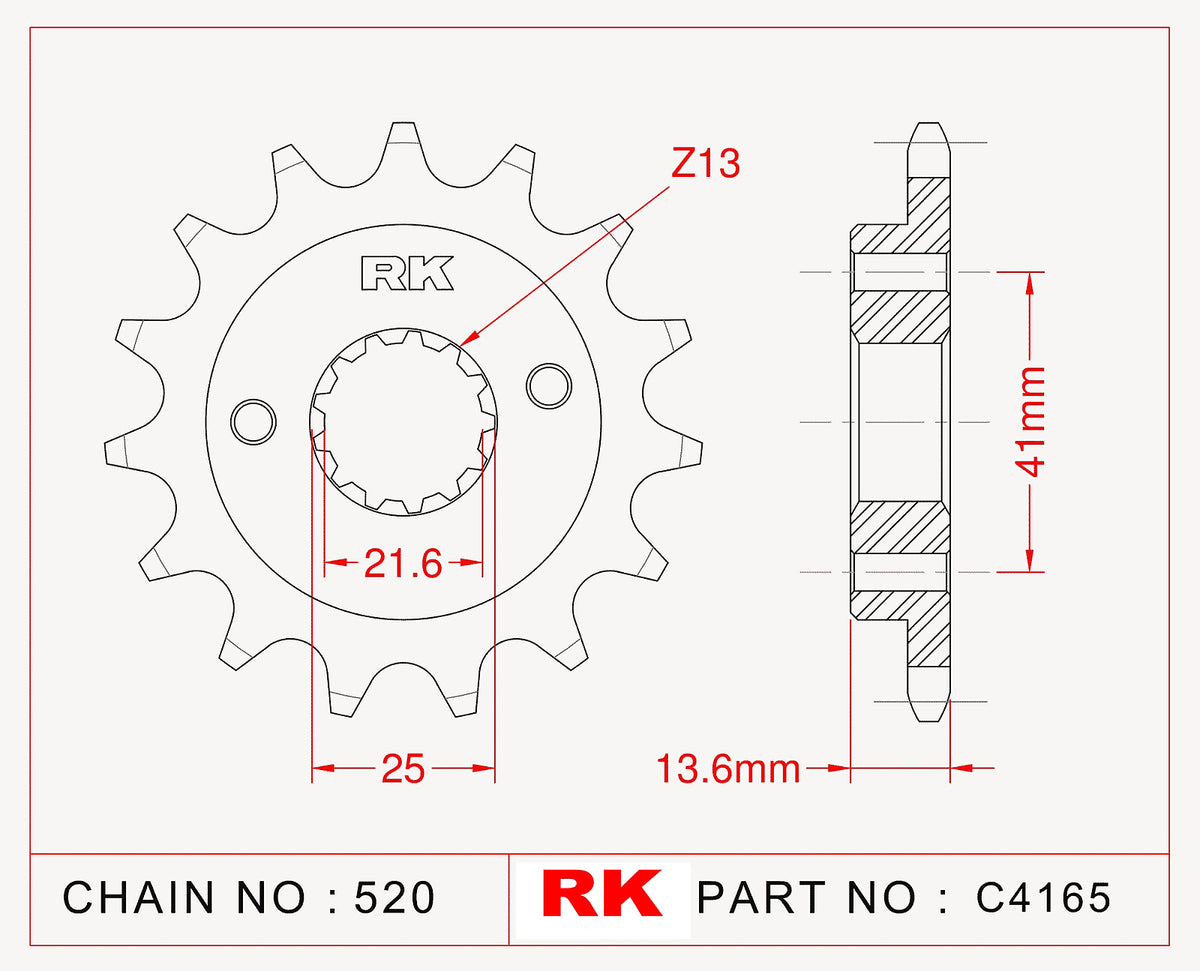 RK-C4165-14 Front Sprocket JTF1307 Afam 20517