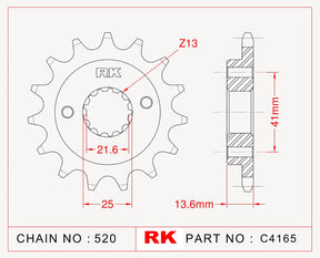 RK-C4165-14 Front Sprocket JTF1307 Afam 20517