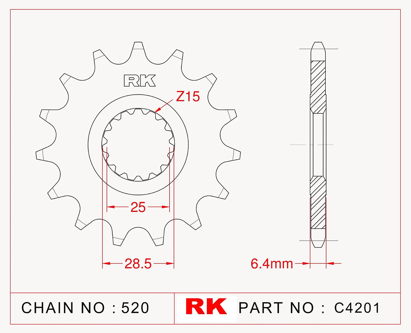 RK-C4201-14 Front Sprocket JTF1592 Afam 21608