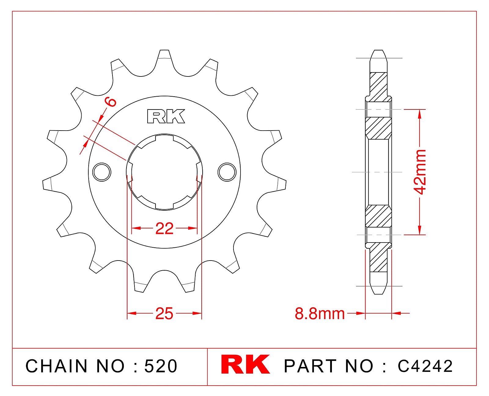 RK-C4242 Front Sprocket JTF276 Afam 20401