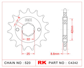 RK-C4242 Front Sprocket JTF276 Afam 20401
