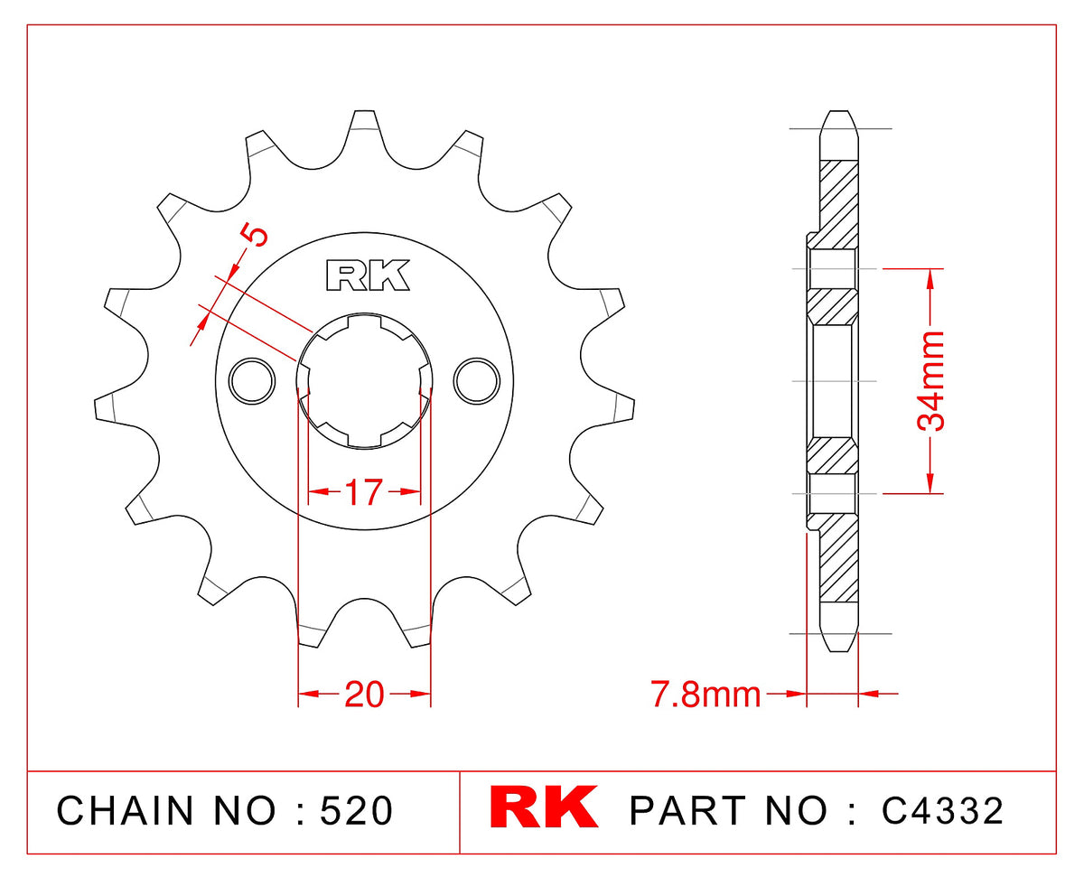 RK-C4332 Front Sprocket JTF327 Afam 20305
