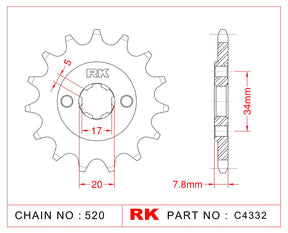RK-C4332 Front Sprocket JTF327 Afam 20305