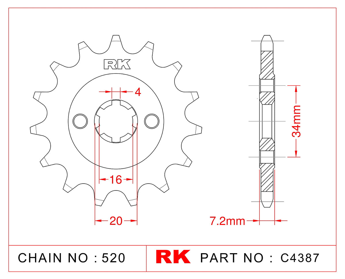 RK-C4387-14 Front Sprocket JTF1903 Afam 73203