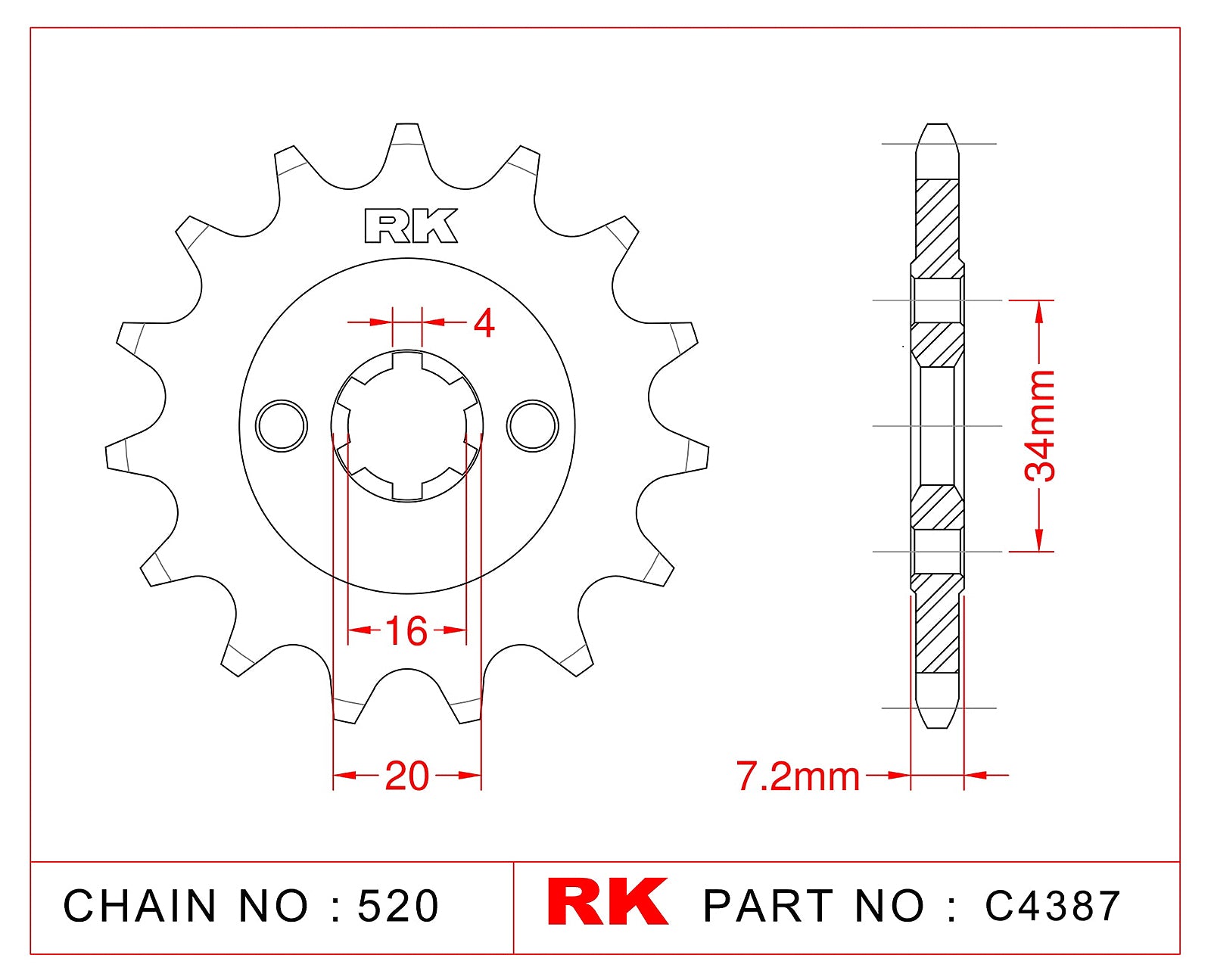 RK-C4387-14 Front Sprocket JTF1903 Afam 73203