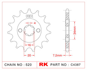 RK-C4387-14 Front Sprocket JTF1903 Afam 73203