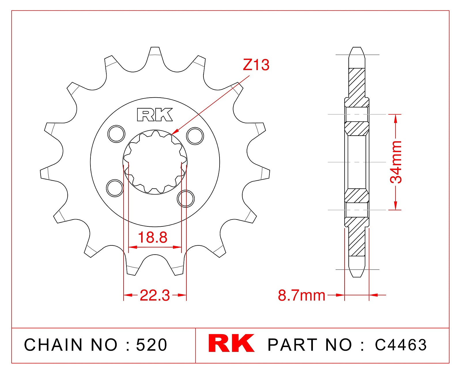 RK-C4463/C4464-15 Front Sprocket JTF1908 Afam 73305