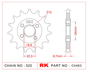 RK-C4463/C4464-15 Front Sprocket JTF1908 Afam 73305