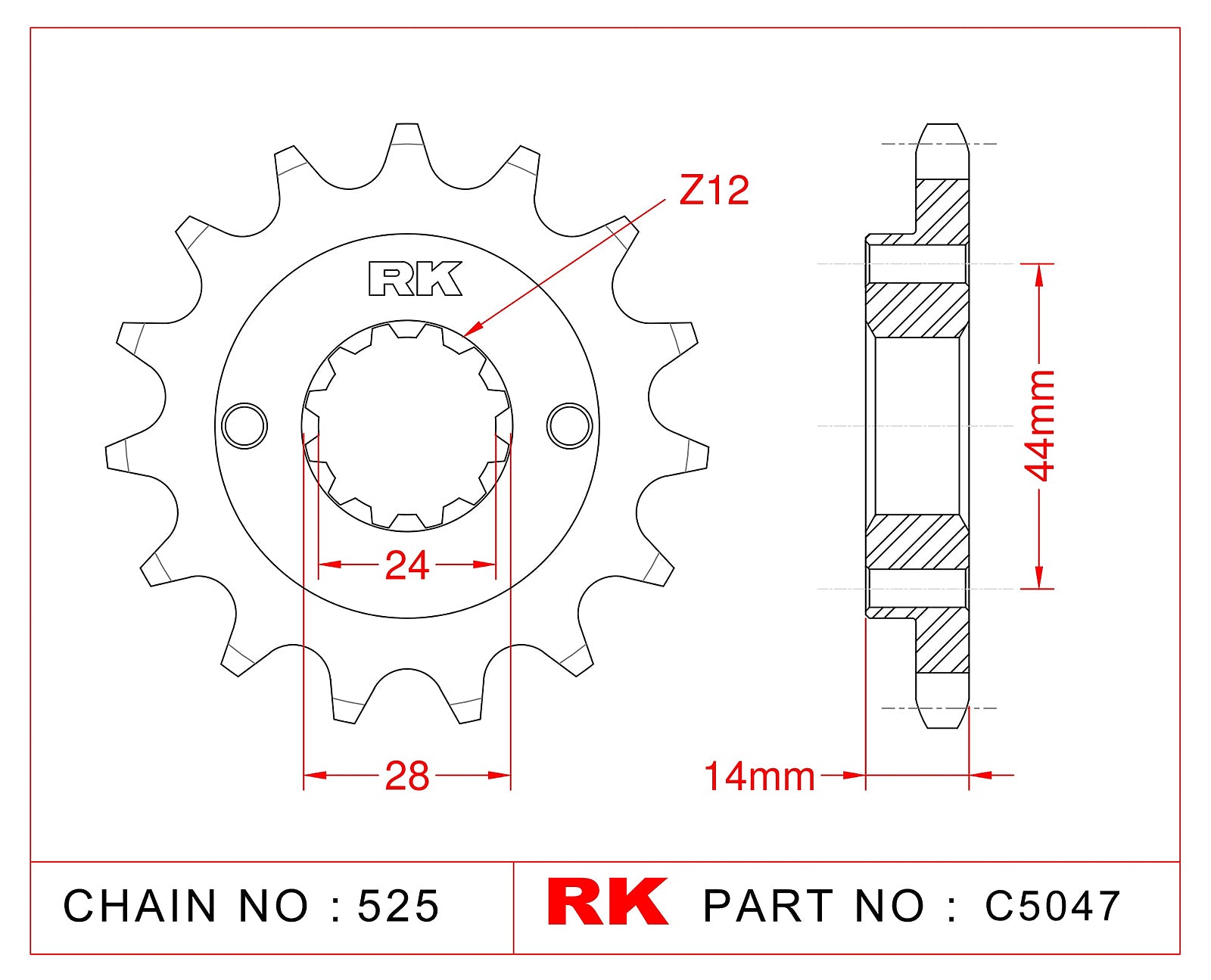 RK-C5047 Front Sprocket JTF1372 Afam 20606