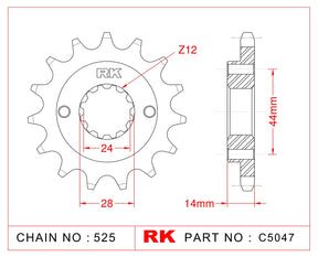 RK-C5047 Front Sprocket JTF1372 Afam 20606